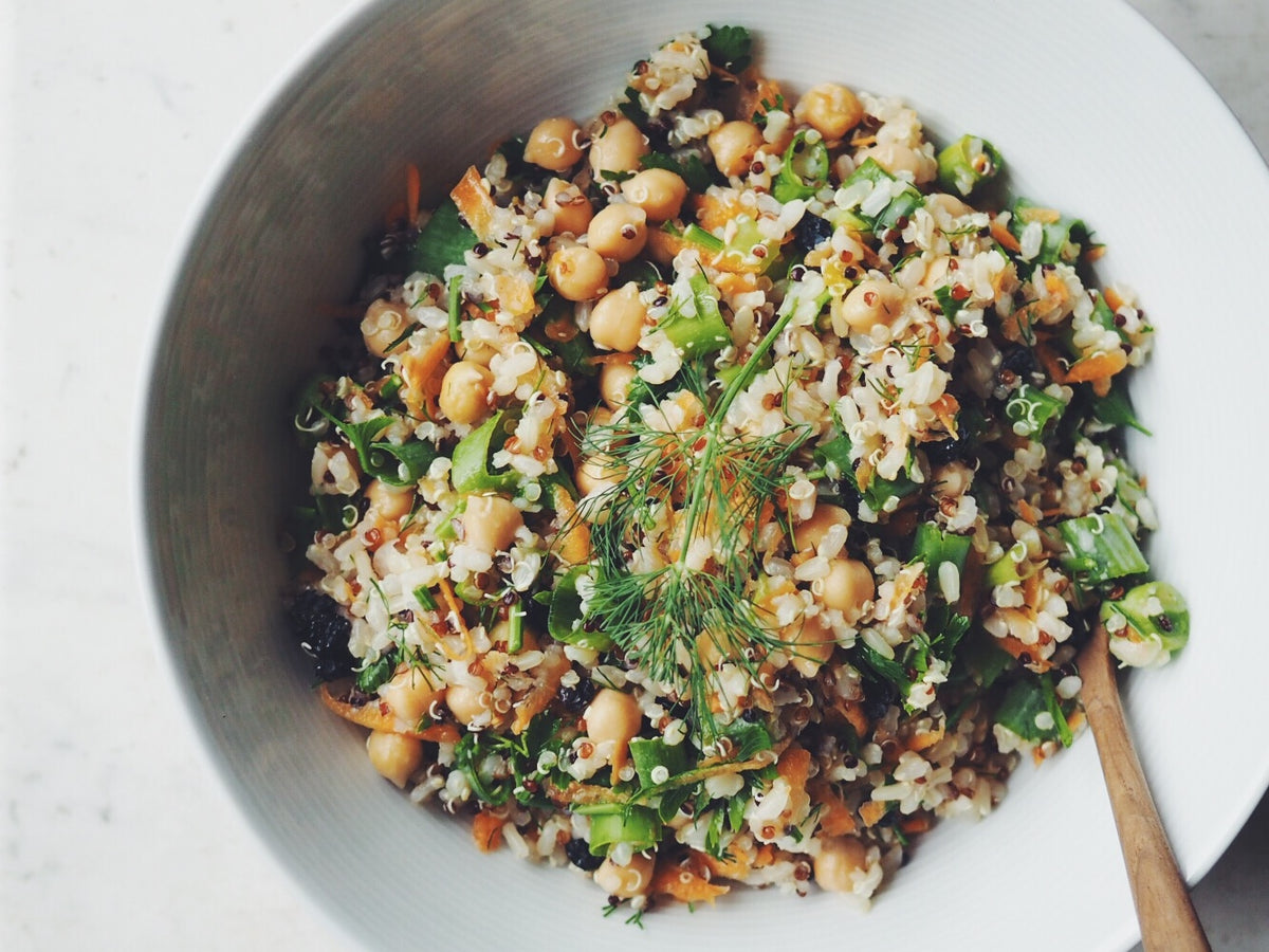 Middle-Eastern inspired brown rice, quinoa & chickpea salad – Clean Pantry